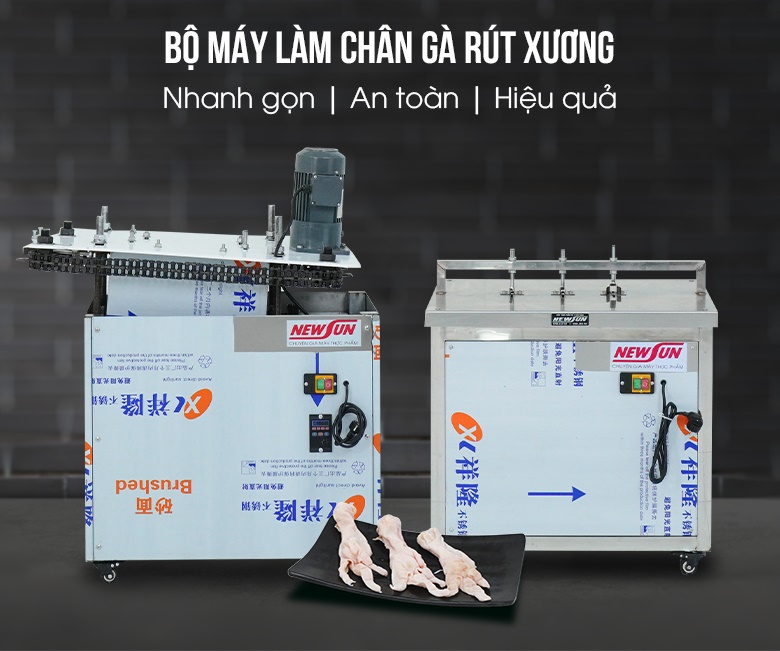 Bộ 2 máy làm chân gà rút xương (máy tách móng - rạch da và máy rút xương chân gà) Bộ 2 máy làm chân gà rút xương (máy tách móng - rạch da và máy rút xương chân gà)