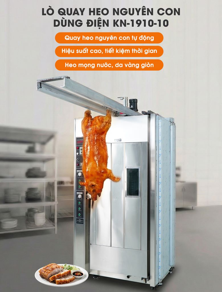lò quay heo nguyên con KN-1910-10 bằng điện