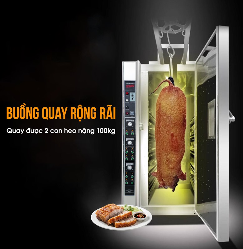 Lò quay heo nguyên con KN-1912-10 (gas) Buồng quay rộng, đáp ứng quay 2 heo nguyên con cỡ lớn