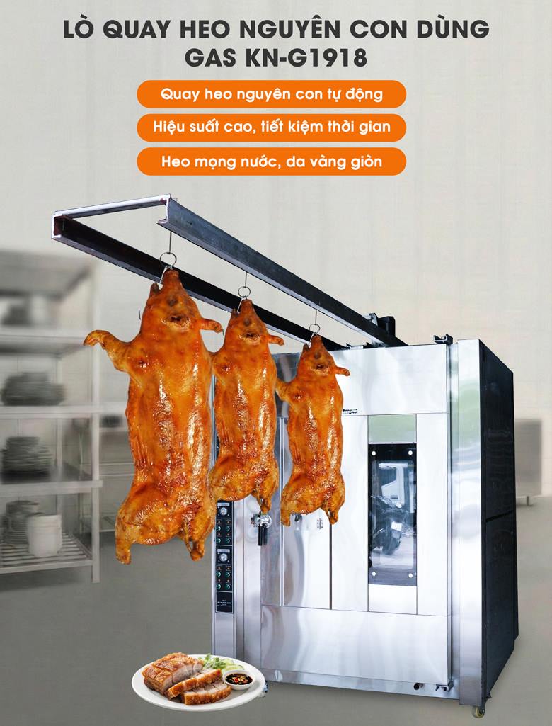 Lò quay heo nguyên con KN-G1918 dùng gas